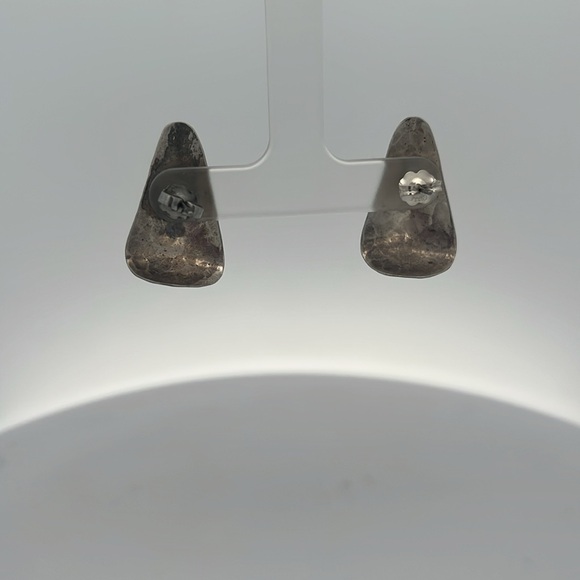 Sterling Silver Hammered Triangle Fashion Earrings - Picture 3 of 5